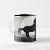 Tasse 2 Couleurs Ajouter votre cheval de texte en silhouette noire  (Devant gauche)