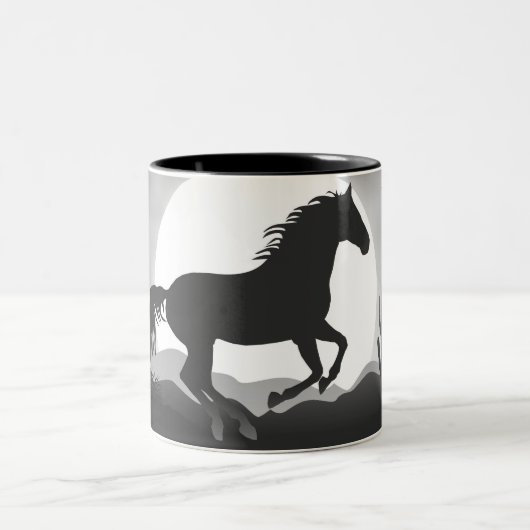 Tasse 2 Couleurs Ajouter votre cheval de texte en silhouette noire  (Centre)