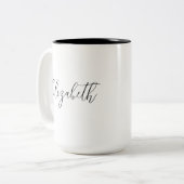 Tasse 2 Couleurs Ajouter Votre Nom Ici Modèle manuscrit Moderne (Devant gauche)
