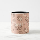 Tasse 2 Couleurs Ajouter votre nom| Motif moderne de Cute Hedgehog (Centre)