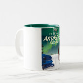 Tasse 2 Couleurs Akureyri Islande affiche voyage (Devant gauche)