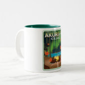 Tasse 2 Couleurs Akureyri Islande affiche voyage (Devant gauche)