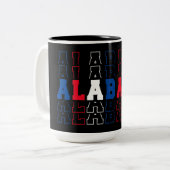 Tasse 2 Couleurs Alabama empilé Word Art (Devant gauche)