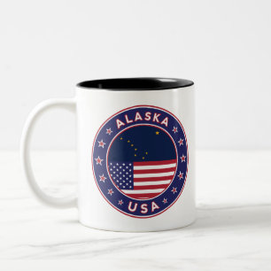 Tasse 2 Couleurs Alaska, États-Unis, T-shirt Alaska, autocollant Al