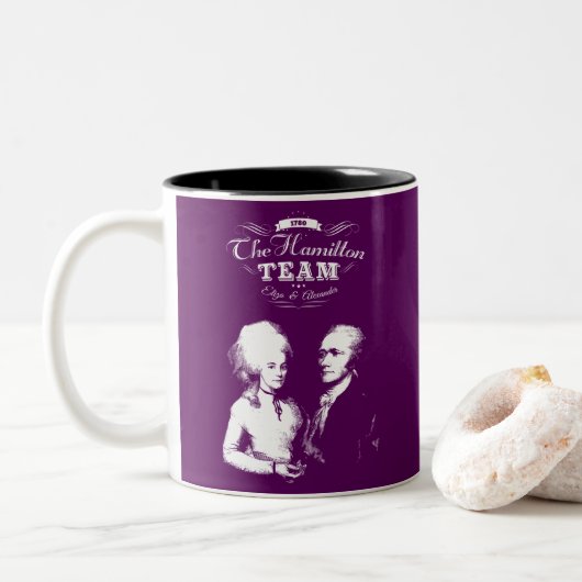 Tasse 2 Couleurs Alexander Hamilton, Eliza. Cadeaux d'histoire. (Avec donut)