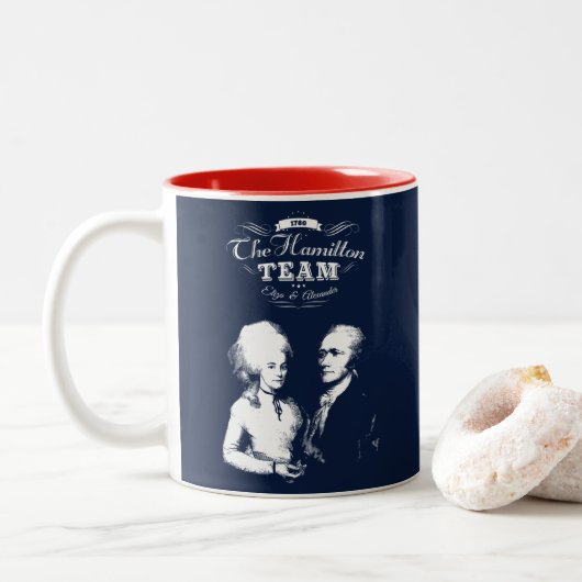 Tasse 2 Couleurs Alexander Hamilton, Eliza. Cadeaux d'histoire. (Avec donut)