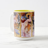 Tasse 2 Couleurs Alfons (Alphonse) Mucha's "Four Seasons" Art - (Devant gauche)
