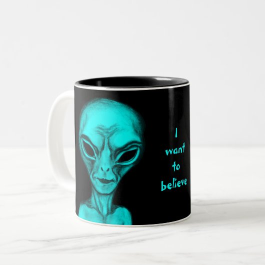 Tasse 2 Couleurs Alien, je veux croire (Devant gauche)