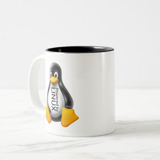 Tasse 2 Couleurs Alimenté par Linux (Devant gauche)