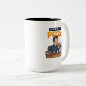 Tasse 2 Couleurs Alimenté par Pizza - Drôle de programmeur et joueu (Devant droit)
