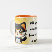 Tasse 2 Couleurs all you need is love and cat (Devant gauche)