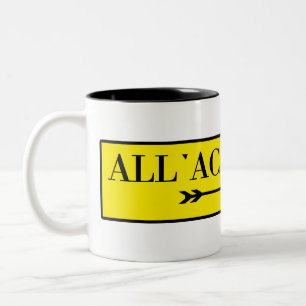 Tasse 2 Couleurs All'Accademia, Venise, plaque de rue italienne
