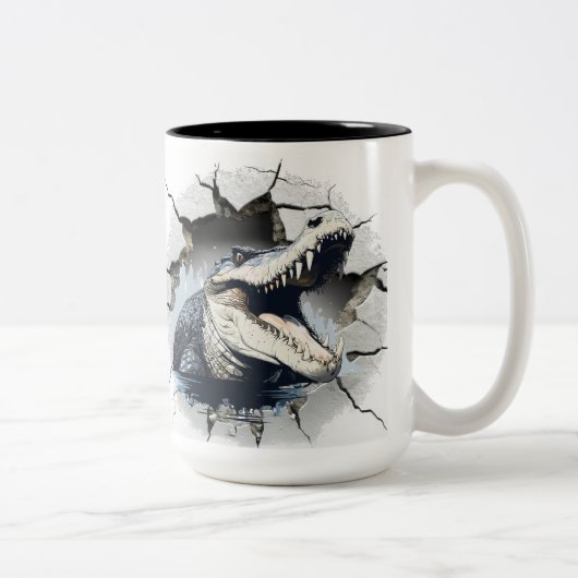 Tasse 2 Couleurs alligator sortant d'un mur (Droit)