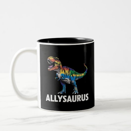 Tasse 2 Couleurs Allysaurus LGBT Dinosaur drapeau arc-en-ciel Ally (Gauche)