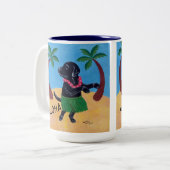 Tasse 2 Couleurs Aloha Labrador noir (Devant gauche)