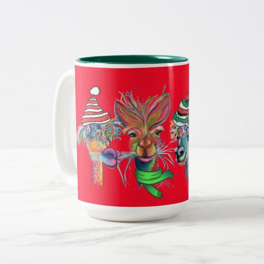 Tasse 2 Couleurs alpacas ironique (Devant gauche)
