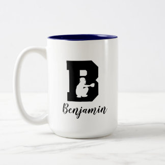 Tasse 2 Couleurs Alphabet de base-ball B Nom monographique personna