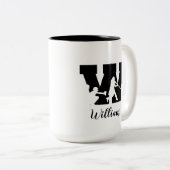 Tasse 2 Couleurs Alphabet De Baseball W Nom Monogramme Personnalisé (Devant droit)