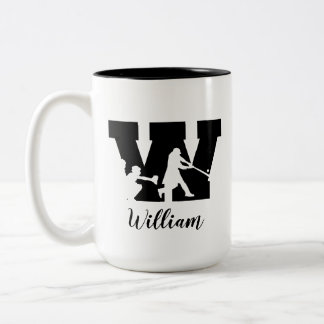 Tasse 2 Couleurs Alphabet De Baseball W Nom Monogramme Personnalisé