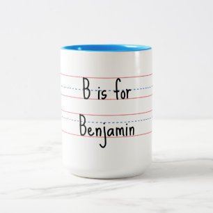Tasse 2 Couleurs Alphabet École personnalisée pour garçons et fil