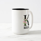 Tasse 2 Couleurs Alphabet initial de joli K monogramme (Devant droit)