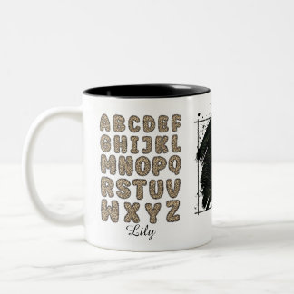Tasse 2 Couleurs Alphabet Léopard Nom Personnalisé