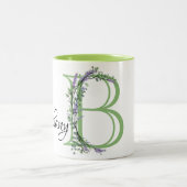 Tasse 2 Couleurs Alphabet lettre B, aquarelle Lavande botanique (Centre)