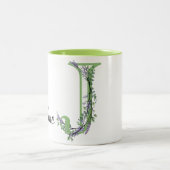 Tasse 2 Couleurs Alphabet lettre J, aquarelle Lavande botanique (Centre)