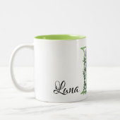 Tasse 2 Couleurs Alphabet lettre L, aquarelle Lavande botanique (Gauche)