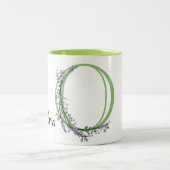 Tasse 2 Couleurs Alphabet lettre O, aquarelle Lavande botanique (Centre)