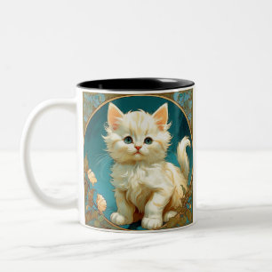 Tasse 2 Couleurs Alphonse Mucha Art Nouveau Chat Blanc