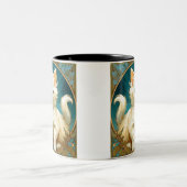 Tasse 2 Couleurs Alphonse Mucha Art Nouveau Chat Blanc (Centre)