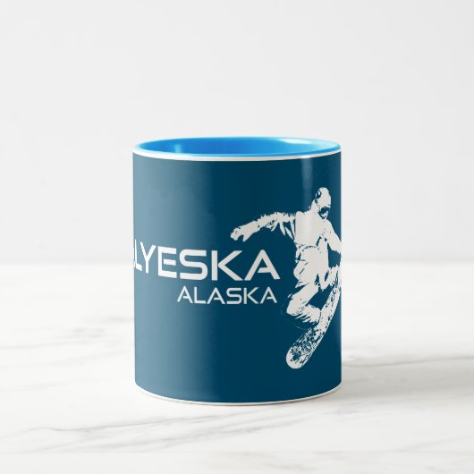 Tasse 2 Couleurs Alyeska Alaska Snowboardeur (Centre)