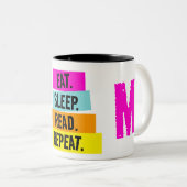 Tasse 2 Couleurs Amant Livre Mange Sommeil Lire Répéter (Devant droit)