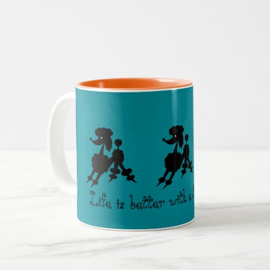 Tasse 2 Couleurs Amants noirs de caniche (Devant gauche)