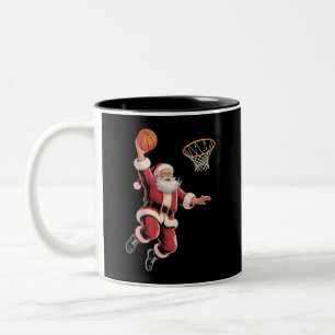 Tasse 2 Couleurs Amateur de sport de basket-ball de Noël Santa joua