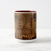 Tasse 2 Couleurs Amateurs de café Word Art (Centre)