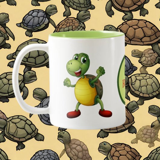Tasse 2 Couleurs Amateurs de tortues mignonnes ajouter monogramme