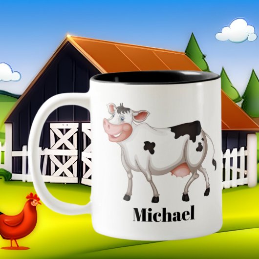 Tasse 2 Couleurs Amateurs de vache mignonne ajouter un nom