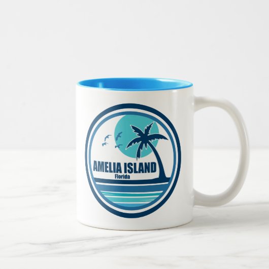 Tasse 2 Couleurs Amelia Island Floride Palm Tree Birds (Droit)