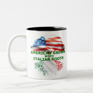 Tasse 2 Couleurs Américain Né avec des Racines Italiennes