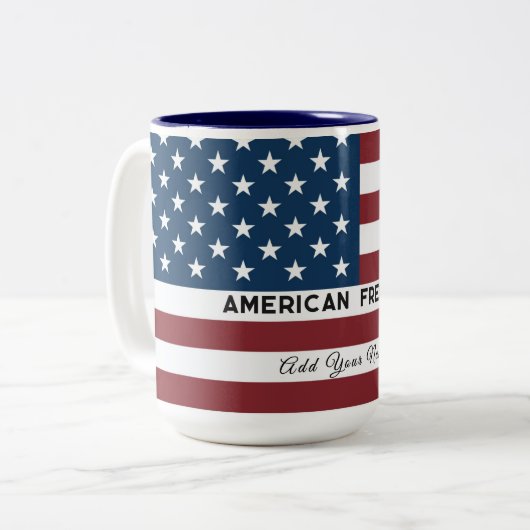 Tasse 2 Couleurs American Freedom Personalized Name (Devant gauche)
