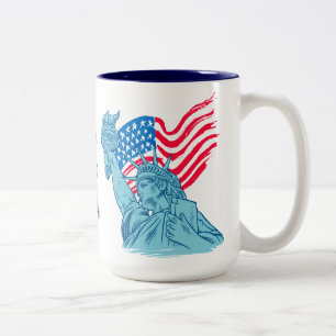 TASSE 2 COULEURS AMÉRIQUE 250 ANS DE LIBERTÉ STATUE DE LA LIBERTÉ