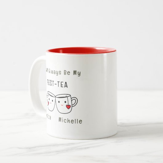 Tasse 2 Couleurs Amitié personnalisée Meilleur Thé (Devant gauche)
