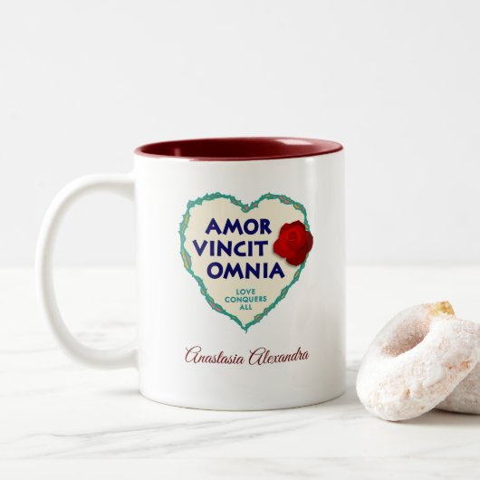 Tasse 2 Couleurs Amor Vincit Omnia Love (Avec donut)