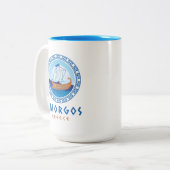 Tasse 2 Couleurs Amorgos, Grèce Design de navires grecs (Devant gauche)