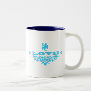 Tasse 2 Couleurs Amour avec Cupidon (Bleu)