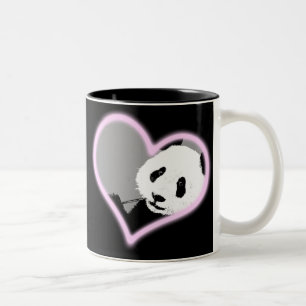 Tasse 2 Couleurs amour de panda.  lampe au néon
