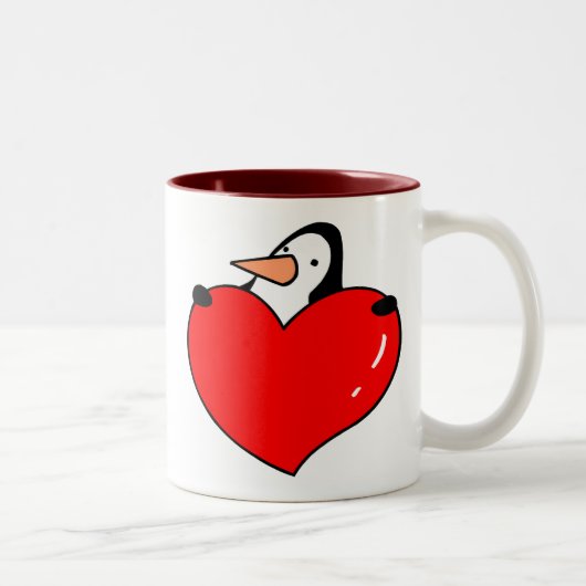 Tasse 2 Couleurs Amour de pingouin (Droit)