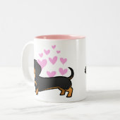 Tasse 2 Couleurs Amour de teckel (manteau lisse) (Devant gauche)